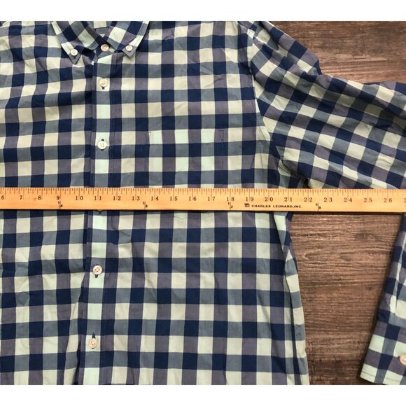 J Crew Large Slim Fit Blue Plaid Mens Large Button Down Lightweight Shirt - Picture 3 of 4